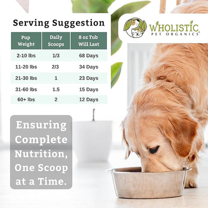 Wholistic Pet Organics Canine Complete - Dog Multivitamin Powder - 8 Oz - Daily Dog Vitamins and Supplements for Homemade Food - Immune System, Skin, Coat & Overall Health - Small and Large Breed