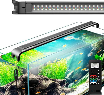 LED Aquarium Light with Remote, IP67 Waterproof Freshwater Planted Grow Light, Full Spectrum Fish Tank Light with Timer, Dimmable RGB+W, Upgrade Appearance, High Performance (48-53inch)