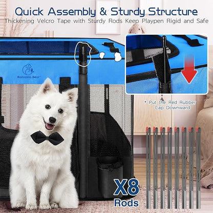 Dog Playpen,Pet Playpen,Foldable Puppy Cat Playpen, Portable Exercise Kennel Tent Crate,Water-Resistant Breathable Shade Cover,Indoor Outdoor Travel Camping Use for Small Animals with Carrying Case(M)