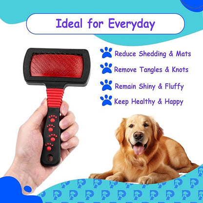 Dog Slicker Brush - Professional Grooming Tool for Goldendoodles, Poodles, and Doodles - Effortless Undercoat Shedding Removal and Tangle-Free Fur - Gentle Dematting and Detangling