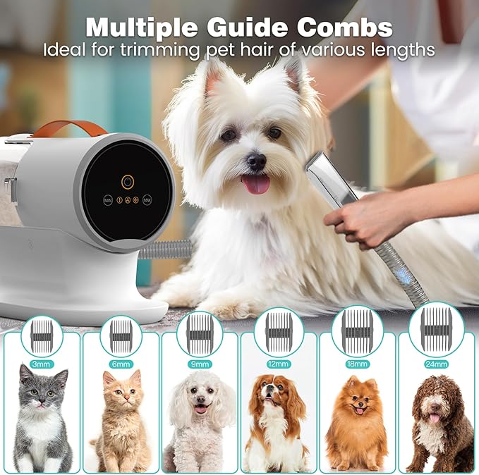 Dog Hair Vacuum & Dog Grooming Vacuum, 12000Pa Strong Pet Grooming Vacuum, 2L Large Capacity Dog Vacuum for Shedding Grooming, Pet Hair Grooming Trimming, Quiet, 5 Pet Grooming Tools