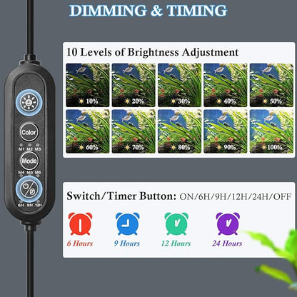 FEDOUR 22.8in Submersible Aquarium LED Light, 24/7 Aquarium Lights with Full Spectrum RGBW LEDs, IP68 Waterproof Fish Tank Light with Dimming, Timming and Color Adjustable