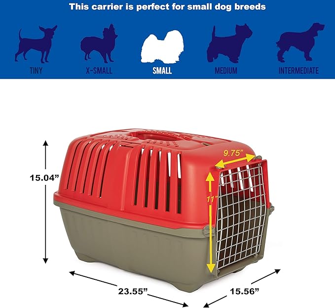 MidWest Homes for Pets Spree Travel Pet Carrier, Dog Carrier Features Easy Assembly and Not The Tedious Nut & Bolt Assembly of Competitors, Red, 24-Inch Small Dog Breeds (1424SPR) (Pack of 1)