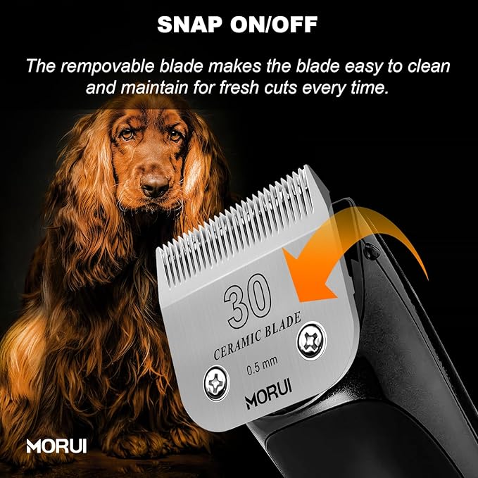 30 Cut Length 1/50"(0.5mm) Detachable Ceramic Pet Dog Clipper Blades Compatible with Most Andis,Oster A5 Wahl KM Series Clippers
