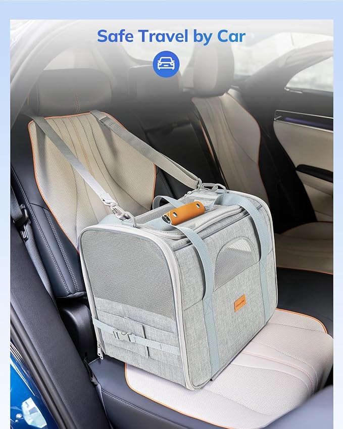 Morpilot Dog Carrier with Wheels Pet Carrier Airline Approved, Cat Carrier with Wheels Large for 2 Cats, Rolling Puppy Stroller Detachable and Foldable Pet Travel Bag Gray