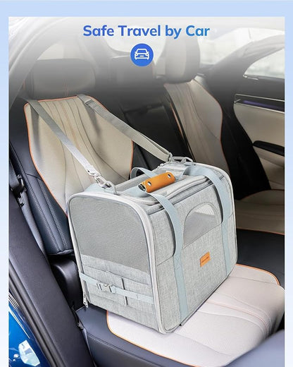 Morpilot Dog Carrier with Wheels Pet Carrier Airline Approved, Cat Carrier with Wheels Large for 2 Cats, Rolling Puppy Stroller Detachable and Foldable Pet Travel Bag Gray