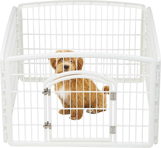 IRIS USA Puppy Playpen Dog Playpen Fence Enclosure with Dog Gate Door - Indoor Pet Playpen - 4 or 8 Panel
