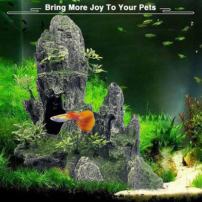 Aquarium Decorations Large and Tall Large Aquarium Decoration for Fish Tank Decorations Fish Tank Ornaments Mountain View Stone Ornament Tree Rock Cave Artificial Fishtank Ornament