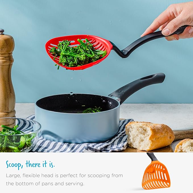 Dreamfarm Lestrain 2-in-1 Drip-Catching Sit-Up Slotted Cooking Spoon Scoop & Strainer - 11" Dreamfarm Blue