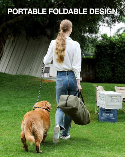 42 Inch Collapsible Travel Dog Crate for Medium Large Dogs, Portable Dog Crate 4-Door Foldable Soft Kennel with Chew-Proof Mesh Windows for Indoor & Outdoor Travel,with Storage Bag,Green
