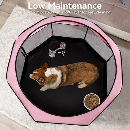 A4Pet Dog Playpen, Pet Playpen Indoor/Outdoor - Portable, Foldable Design - Ideal for Puppies, Kittens, and Small Animals - Removable Zipper & Collapsible Travel Bowl