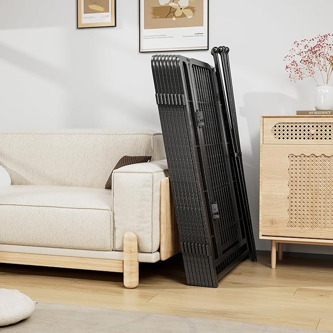 40" H Dog Crate Dog Playpen 8 Panels Furniture Heavy Duty Dog Fence Door with Side Openings,for Large Medium Small Dogs Indoor Outdoor Foldable Pet Exercise Pen,Black