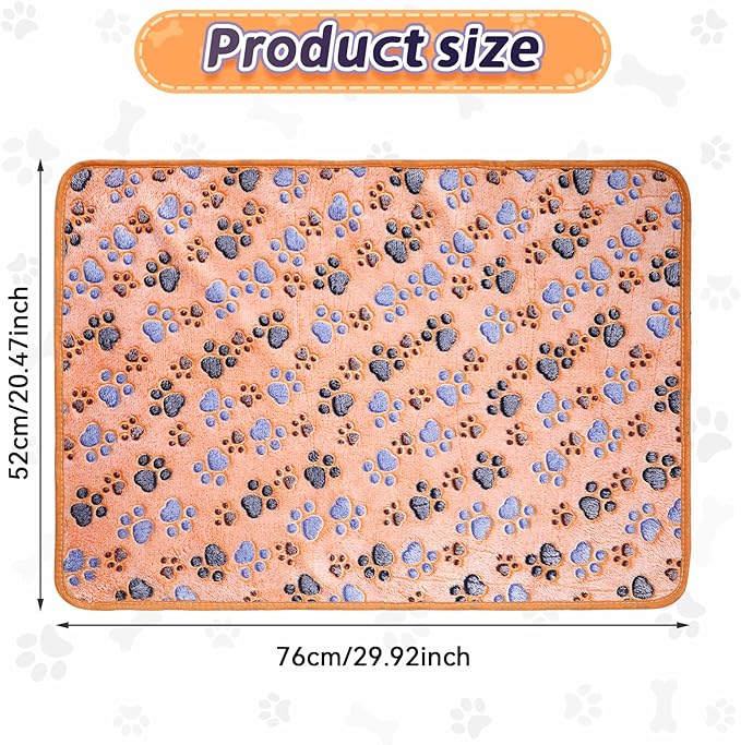 Tatuo 4 Pcs Dog Blanket Pet Puppy Blanket Puppy Teething Toys Paw Print Fleece Blanket for Pet Cat Soft Warm Sleep Mat Guinea Pig Cage Blanket(Medium(30 x 20.5 Inch),Coffee)