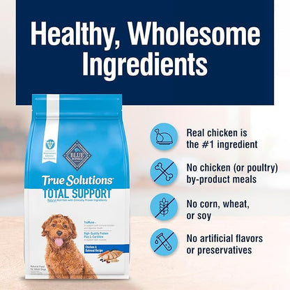 Blue Buffalo True Solutions Total Support Natural Dry Dog Food for Adult Dogs, Chicken, 4-lb. Bag