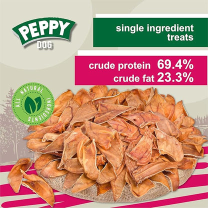 Healthy Half Pig Ears 100 pcs | Natural Single Ingredient Dog Treats | Rawhide Alternative Chews | Dental Snack for All Breeds