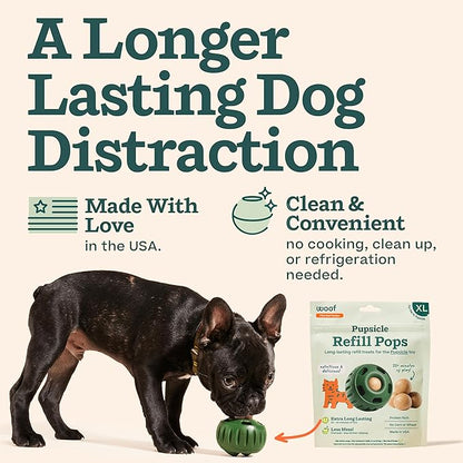 WOOF Pupsicle Refill Pops - Low-Mess Dog Snacks - with Peanut Butter and Beef - Dog Treats - Long Lasting - XL Pops - 5 Count