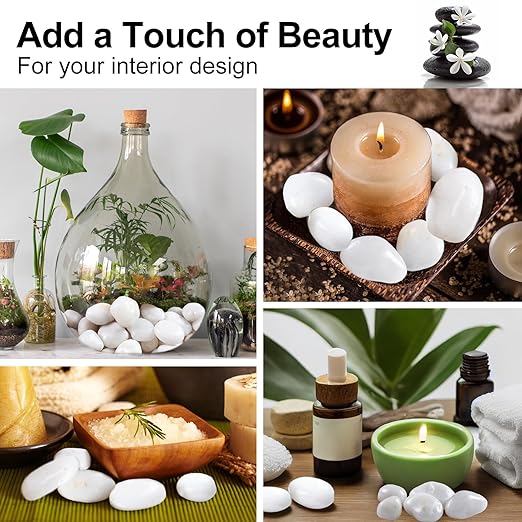 20Ib White River Rocks for Landscaping- High Polished Pebbles for Plants-Garden Decorative Stones-1-2 Large Plant Rocks,Ideal for Aquarium, Home Decor