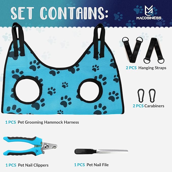 2025 7-in-1 - Dog Grooming Hammock - Cat Nail Clipper Hammock - Dog Grooming Harness - Dog Hammock for Nail Trim - Cat Grooming Hammock - Dog Restraint for Nail Clipping - Grooming Hammock