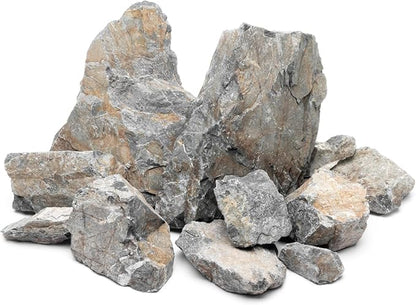 SubstrateSource Natural Stone for Aquarium, Terrarium, Paludarium, Reptile Enclosures - Set of Decorative Rocks for Landcapes, Aquascaping, Fish Tank Decor (Manten Stone, 10 Pounds, 2-6")
