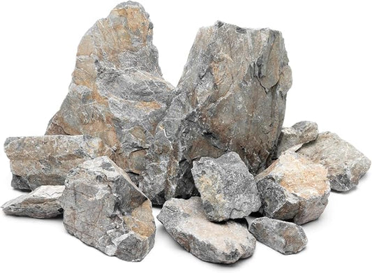 SubstrateSource Natural Stone for Aquarium, Terrarium, Paludarium, Reptile Enclosures - Set of Decorative Rocks for Landcapes, Aquascaping, Fish Tank Decor (Manten Stone, 10 Pounds, 2-6")