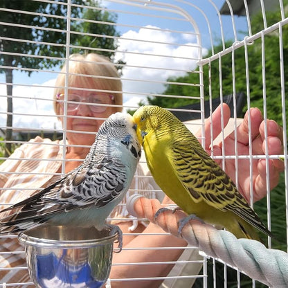 2-Pack Rope Perches for Bird Cages, 31.5 in Length Comfort Grip Flexible Rope Perch Beak & Paw Grinding for Parrots/Cockatiels/Parakeets, Bird Platform Sand [Pink Blue]