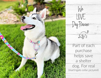 Lucky Love Dog Collars, Vivid Flower Pattern Dog Collars for Medium Female Dogs, Spring & Summer Floral Themed Print, Caroline, Medium