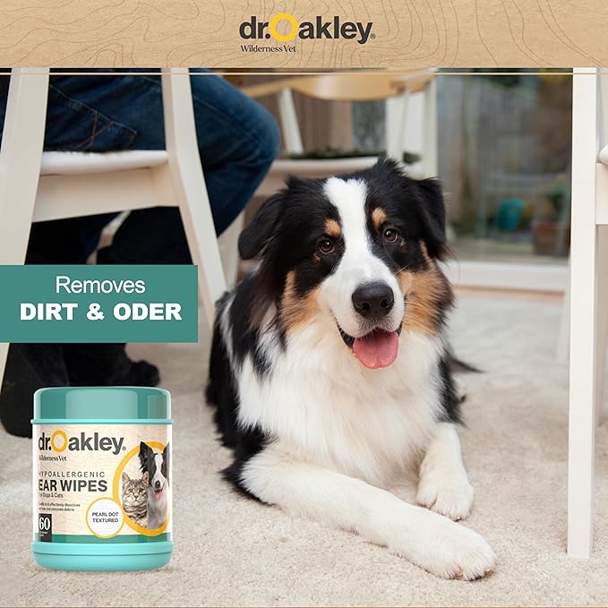 Dr. Oakley Wilderness Vet Pet Wipes Bundle  Hypoallergenic Ear Wipes & Gentle Pet Cleaning Wipes for Dogs & Cats  Soothing Formula, Removes Wax & Debris, Odor Control  120 Total Wipes
