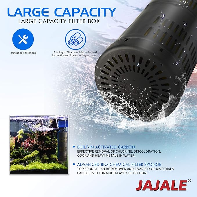 475 GPH Internal Filter Submersible Pump - 3 in 1 Aquarium Fish Tank Pump with Oxygenation, Filtration & Water Cycling, 5 ft max lift, 25W - 5 Pack