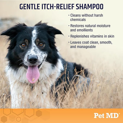 Pet MD - Oatmeal Dog Shampoo Cats and Dogs for Itch Relief and Moisturizer for Dry Skin and Coat - 16 Oz