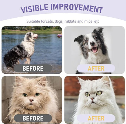 Pet Cleaning Glove Bathing Wipes for Dogs and Cats, Hypoallergenic Deodorizing No-Rinse Grooming Wipes for Paws, Body, and Butt, Perfect for Cat Dry Cleaning, Daily Care and Travel, Lavender, 8 Pcs