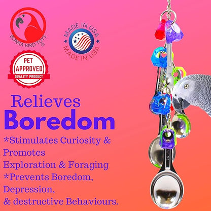 Bonka Bird Toys 1969 Spoon Delight Medium Large Parrot Bird Toy African Grey Parrot Amazon Conure and Similar Birds