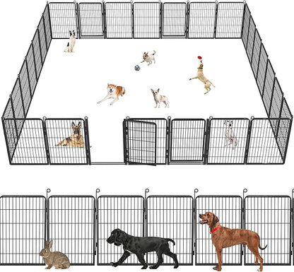 Dog Playpen with Extra Large Door Dog Fence Outdoor for Yard Indoor Dog Pen 32inch 28 Panels Dog Pens Outside Anti-Rust Pet Fence Portable Dog Fence for RV Camping Yard