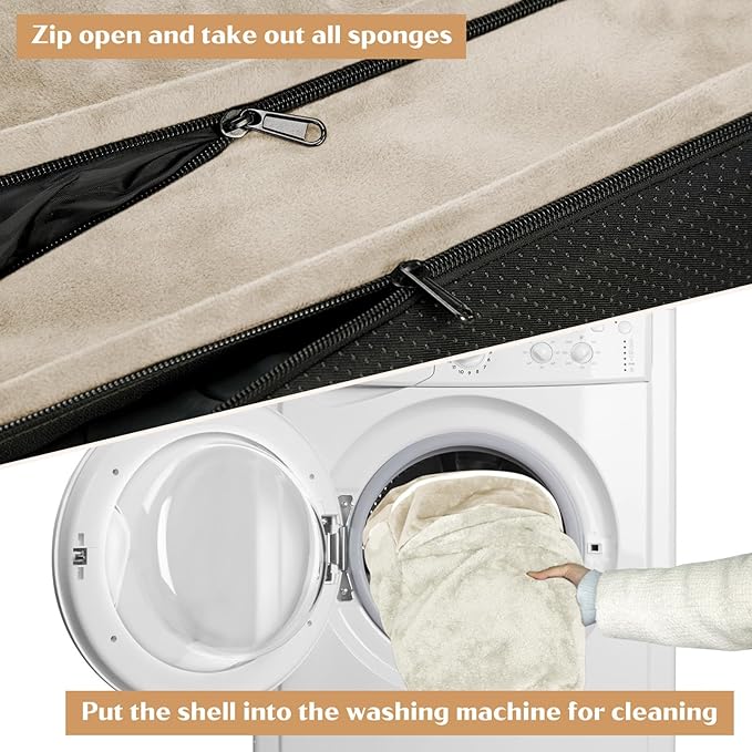 Waterproof Dog Beds for Large Breed Dogs, Large Dog Beds Orthopedic Foam, Comfy Pet Bed Sofa with Washable Removable Cover & Non-Slip Bottom(Large,Beige)