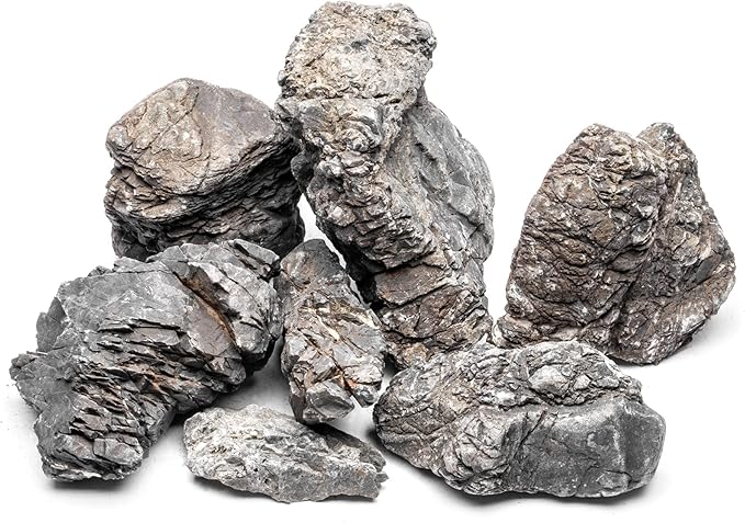 SubstrateSource Natural Stone for Aquarium, Terrarium, Paludarium, Reptile Enclosures - Set of Decorative Rocks for Landcapes, Aquascaping, Fish Tank Decor (Rhino Stone, 30 Pounds)