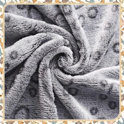 Tegeme 12 Pieces Pet Blanket Soft Fleece Dog Fluffy Doggie Warm Felt Throw Spring Cute Paw Print Puppy Kitten Sleep Mat Bed Covers for Cat(30 x 20 Inch,Gray)