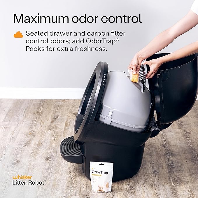 Litter-Robot 4 Supply & Accessory Bundle by Whisker, Black- Automatic Self-Cleaning Cat Litter Box, Includes Litter-Robot 4, Ramp, Mat, 3 OdorTrap Packs, 10 Liners, 30 Wipes, & 2 Carbon Filters