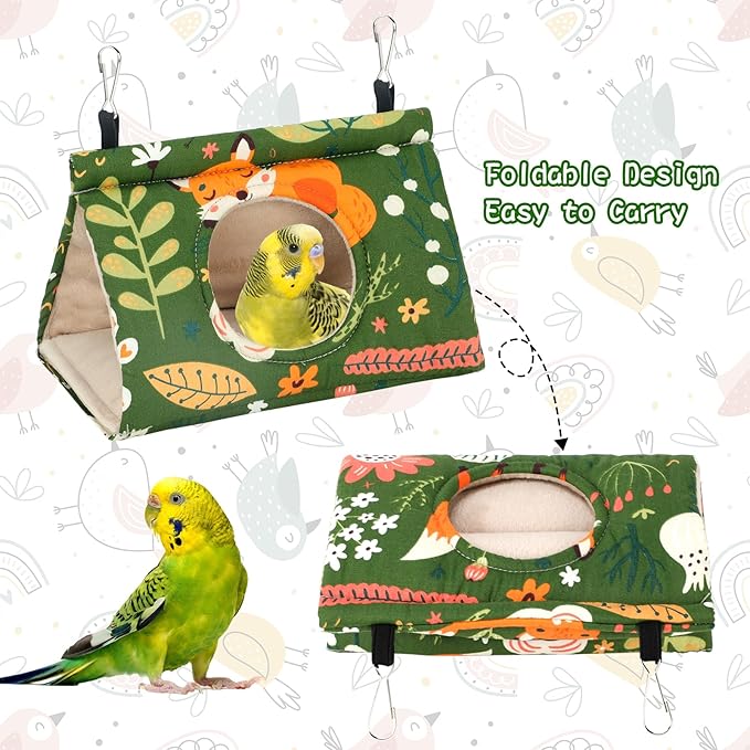 Rypet Winter Warm Bird Nest House - Hanging Hammock Velvet Shed Hut Cage Plush Fluffy Birds Hideaway Sleeping Bed Fuzzy for Parrot Parakeet Cockatiels Budgies Lovebird Smallï¼_reenï¼