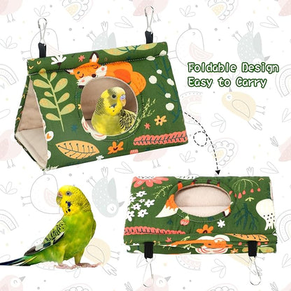 Rypet Winter Warm Bird Nest House - Hanging Hammock Velvet Shed Hut Cage Plush Fluffy Birds Hideaway Sleeping Bed Fuzzy for Parrot Parakeet Cockatiels Budgies Lovebird Smallï¼_reenï¼