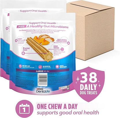 Purina Dentalife Plus Digestive Support Chicken and Pumpkin Flavor Large Dog Dental Chews, MP - 19 ct. Pouch