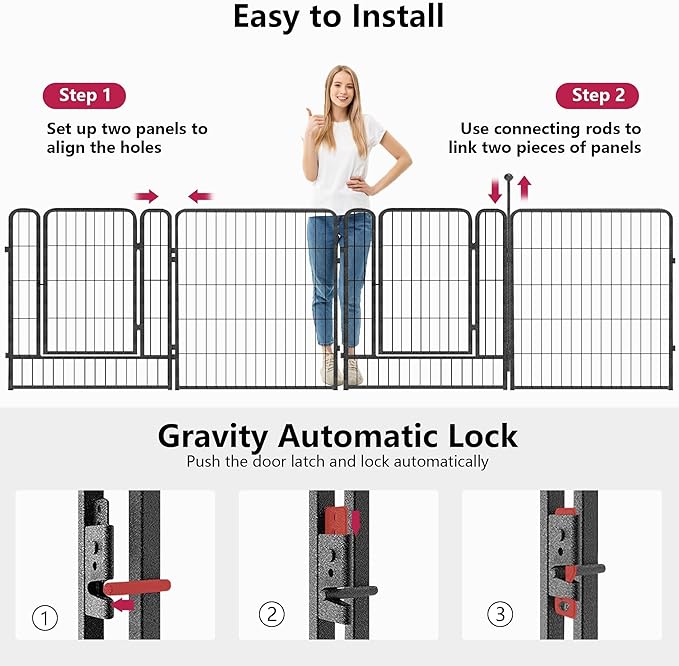 Dog Playpen 32" Height 36 Panels Portable Dog Fence Outdoor for Yard Puppy Playpen Indoor Dog Pen Outdoor for Medium/Small Dogs, Heavy Duty Pet Playpen Dog Kennel for RV, Camping, Yard