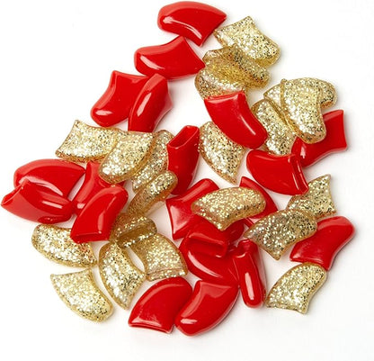 Soft Claws Nail Caps for Dogs with Non-Slip Design Made in USA - 40 Dog Nail Covers for Long-Lasting Protection of Floors and Furniture - Red & Gold Sparkle, XXL