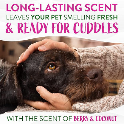 TropiClean No Rinse Waterless Dog Shampoo | Detangling and Deodorizing Dry Shampoo for Smelly Pets | Moisturizes Dry Skin | USA Made | Berry Scent | 7.4oz