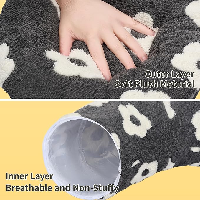 Pesen Cat Tunnel Bed with Soft Cushion, Cat Toys for Indoor Cats Enhance Bonding Between Pets and Owners, Encourage Exploration, and Satisfy Natural Instincts for Kittens, Dogs, and Rabbits