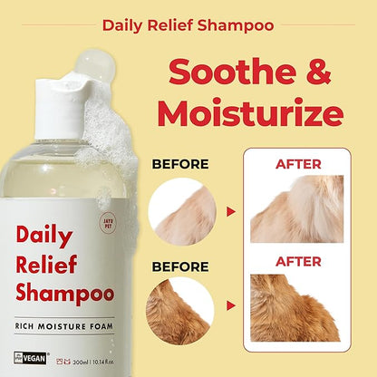 JAYU PET Daily Relief Shampoo - Vet Approved for Itchy Sensitive Skin, Natural Ingredients for Allergies. Moisturizing, Deodorizes Smelly Dogs, Best Odor Eliminating Dog Shampoo (10.1oz)
