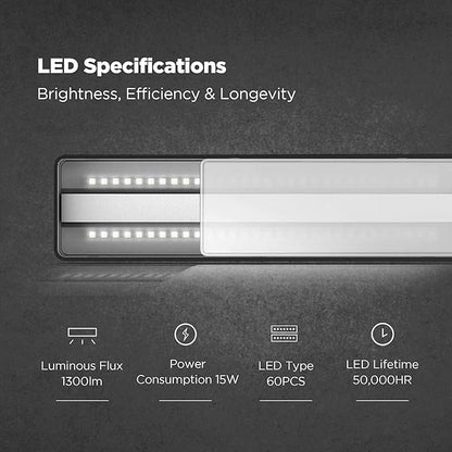 ONF Flat Nano+ 15W Full Spectrum Aquarium Light, Up to 20 Level Dimmable APP Controlled Light, IP54 Waterproof Light, Suitable for 2-9 Gallon Rimless Fish Tanks, Terrariums, & Potted Plants, Black