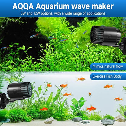 AQQA Aquarium Wave Maker with Magnetic Base 1200GPH Fish Tank Wavemaker Submersible Circulation Pump Powerhead 360°Rotatable Quiet Operation for Freshwater 20-75 Gallon Tank (5W)