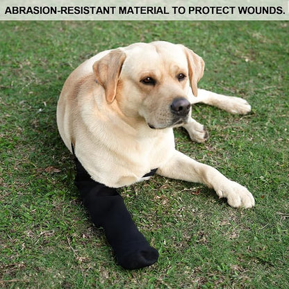 Dog Recovery Socks - Waterproof Paw Protectors with Non-Slip Sole | Post-Surgery Boots for Wound Protection | Anti-Licking Sleeves for Dogs (Black, 4XL_Right)