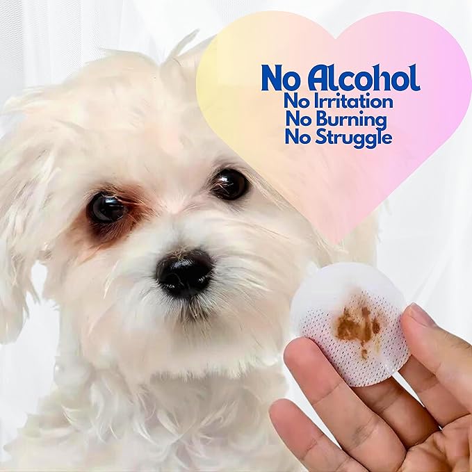 Dog Eye Wipes for Discharge and Crust, Tear Stain Remover Wipes for Shih-Tzu, Yorkies, Pekingese, Pugs, Schnauzers, and Cats,120 Non-Irritant Pre-Soaked Eye Wash Pads for Dogs and Cats [120ct]