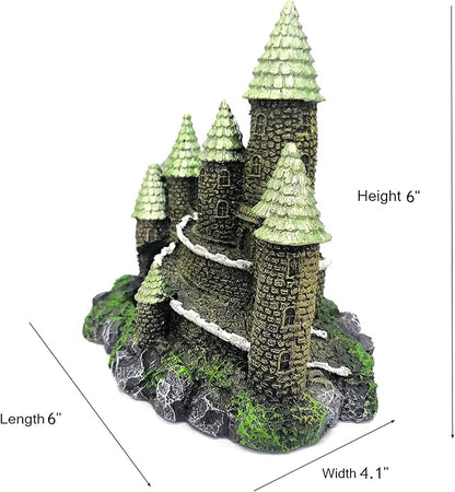 M2cbridge Aquarium Decor Castle Shipwreck Ornament Underwater Landscape(Green Castle)