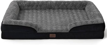 Bedsure Orthopedic Dog Beds Large Sized Dog - Washable Large Dog Cat Bed Waterproof, Comfort Dogs Couch Sofa with Washable Removable Cover, Pet Bed with Nonskid Bottom, Plush-Black, 35"